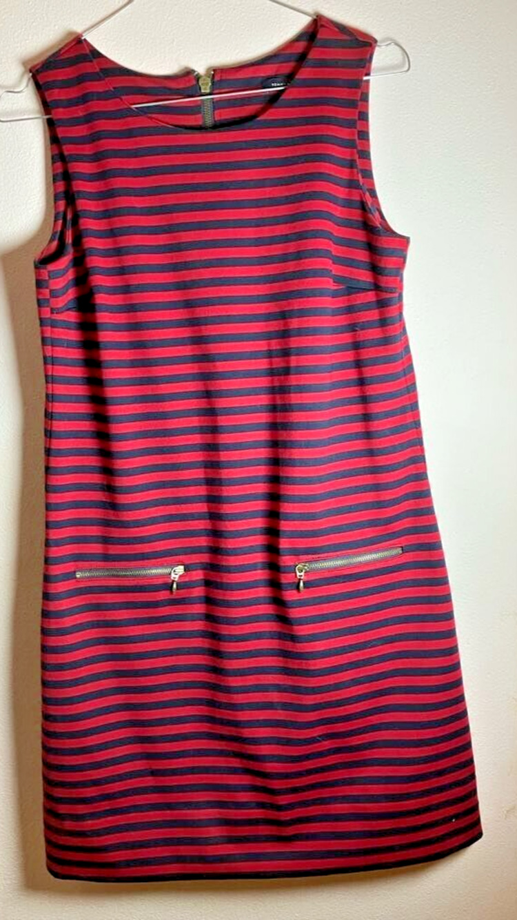 Tommy Hilfiger Blue & Red Striped Sleeveless Sheath Dress Size 2